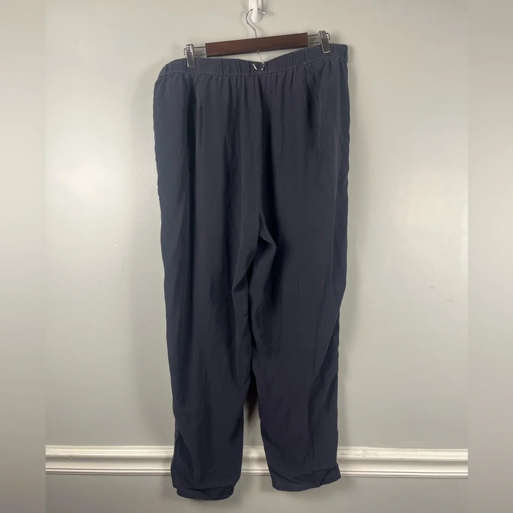 Eileen fisher Silk Georgette Crepe Tapered Pant in nocturne size XL - Picture 7 of 9